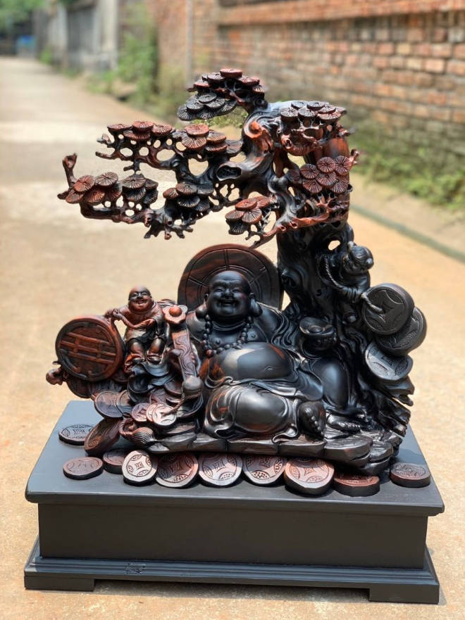 Tượng gỗ Di Lặc Gỗ Trắc Đỏ Đen.png